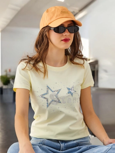Royalfashion T-shirt en coton pour femmes ÉTOILES