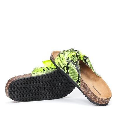 Chaussons en peau de serpent vert fluo Snake Skin - Footwear