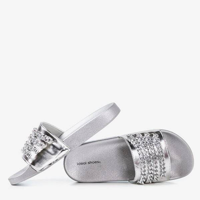Tongs en argent avec chaîne Slivien - Chaussures 1