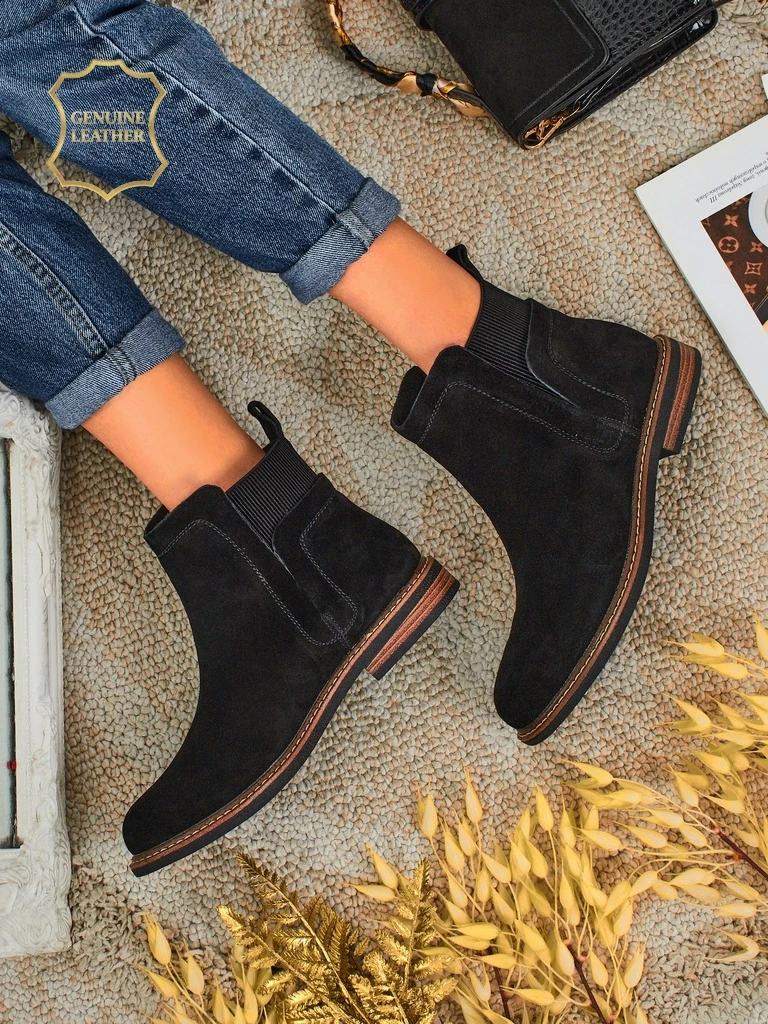 Bottines Noires Ariston en Cuir et Daim