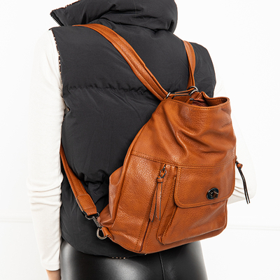 Grand sac à main marron pour femme - sac à dos en cuir écologique - Accessoires