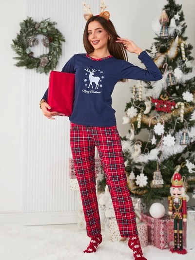 Pyjama de Noël pour femmes en bleu marine- Vêtements