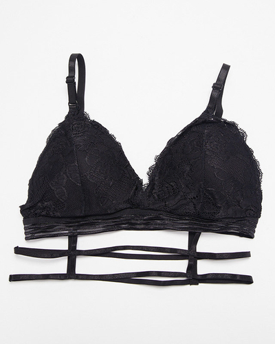 Soutien-gorge noir femme avec dentelle et rayures - Sous-vêtements