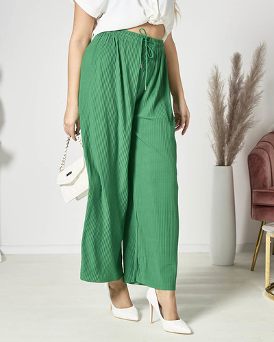 Pantalon palazzo large à plis pour femmes en vert - Vêtements