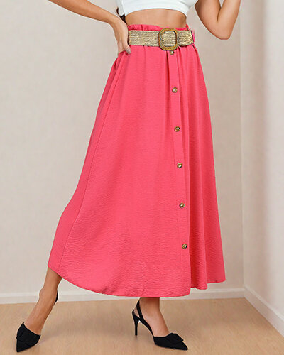 Royalfashion Jupe midi pour femme avec ceinture