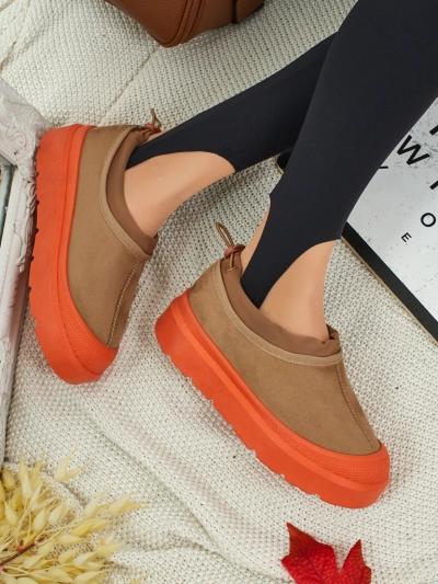 Baskets pour Femmes Flora Camel Suédées Confortables au Quotidien