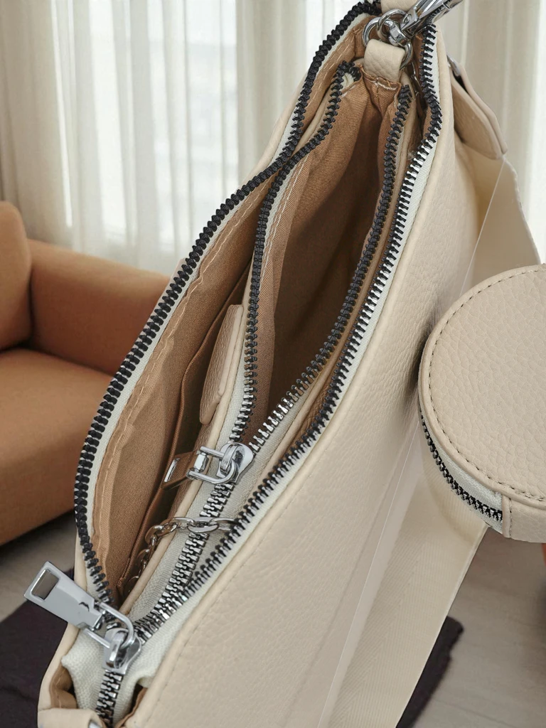 Sac à main en cuir pour femmes Perseida Multi Beige avec chaîne et pochette