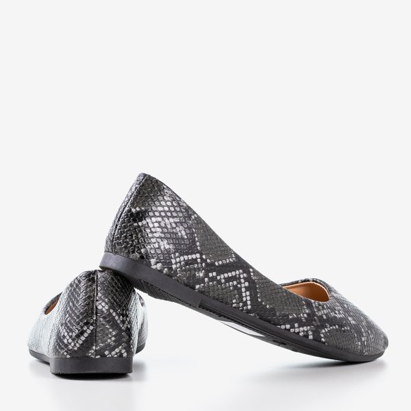 Ballerines pour femmes noires a'la peau de serpent Lilla - Chaussures 1