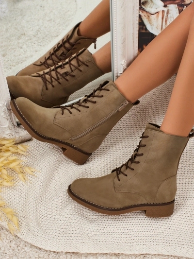 Bottines lacées mates en cuir écologique pour femmes Treviline