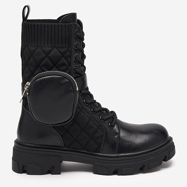 OUTLET Bottes hautes noires pour femmes avec une poche Sareulia - Footwear