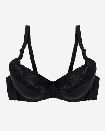 Soutien-gorge noir pour femme avec empiècement en dentelle - Sous-vêtements