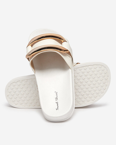 Chaussons femme blanc ornement Serina doré - Footwear