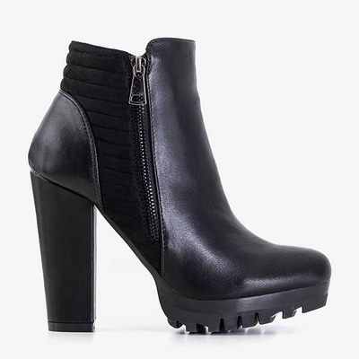 OUTLET Bottes pour femmes noires sur un poteau avec une fermeture éclair décorative Santiago - Footwear