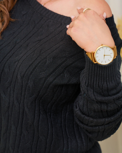 Royalfashion Pull à carreaux noir pour femme