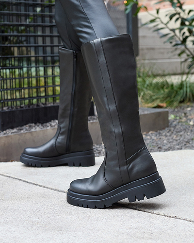 Bottes noires pour femmes en cuir écologique Roterika - Chaussures
