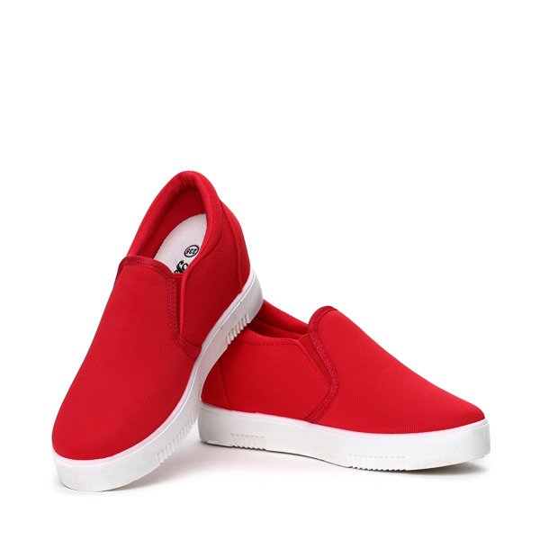 Czerwone slip on z koturnem Signal- Obuwie