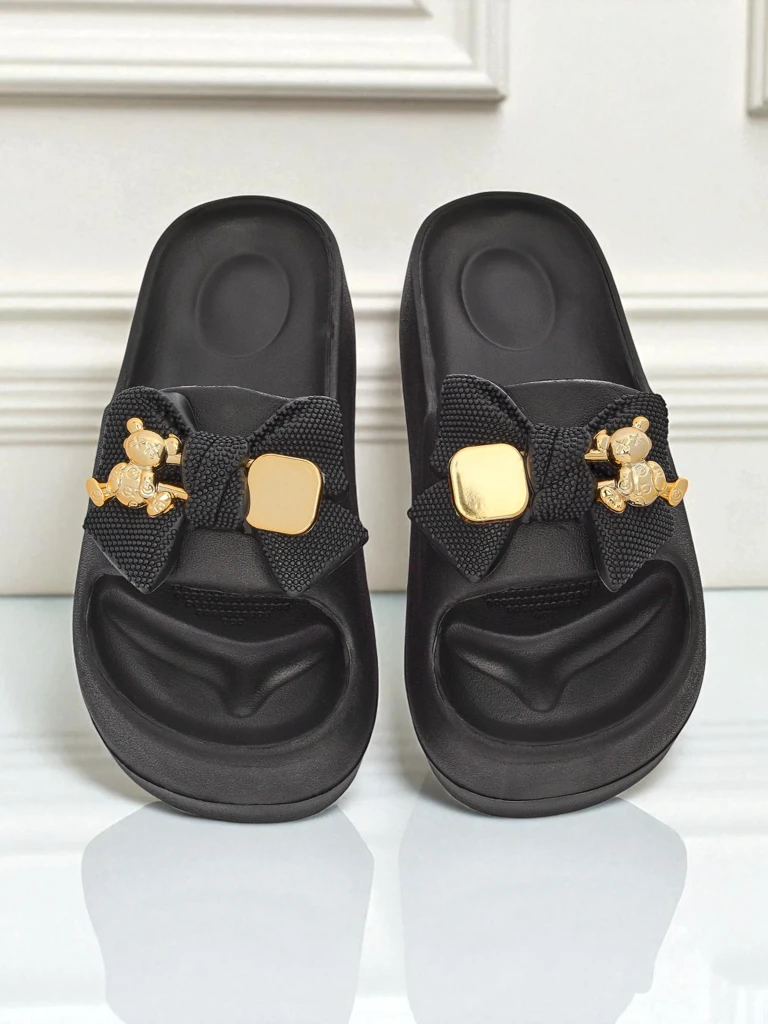 Royalfashion Tongs en caoutchouc pour femme avec nœud décoratif Alday