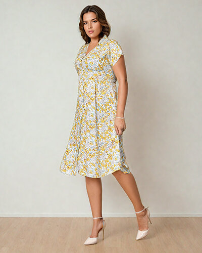 Royalfashion Robe midi fleurie pour femme