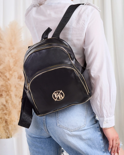 Royalfashion Petit sac à dos en éco-cuir noir pour femme