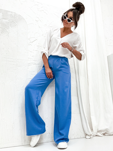 Royalfashion Pantalon large en tissu pour femme