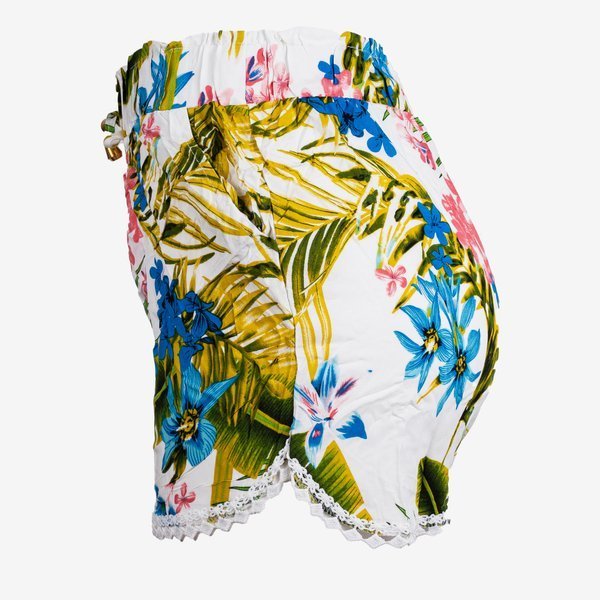 Short court blanc à fleurs pour femmes - Pantalon 1