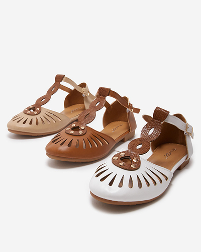 Ballerines femme beiges ajourées avec découpe sur les côtés Erraf-Footwear