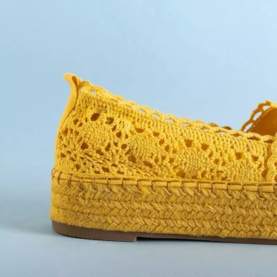 OUTLET Espadrilles femme jaunes ajourées sur la plateforme Abra - Chaussures