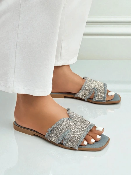 Royalfashion Mules pour femme avec strass CrystalEase