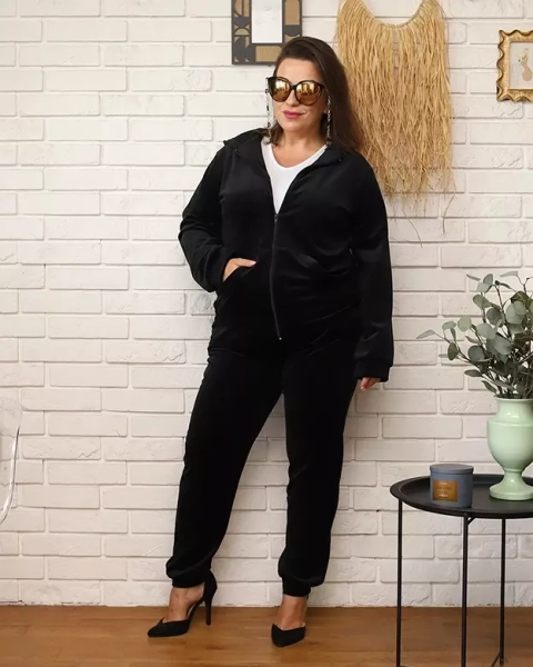 Royalfashion Ensemble de survêtement femme noir PLUS SIZE