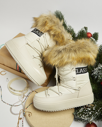 Bottes de neige beige pour femmes avec fourrure Lilitsa- Footwear