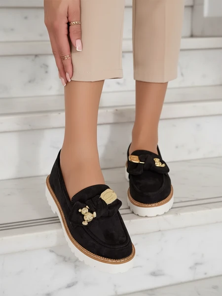 Nero Elegante Mocassins en Cuir Écologique