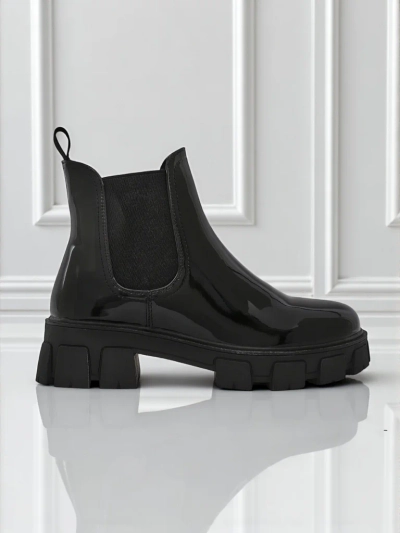 Royalfashion Bottines à semelle massive en cuir écologique verni Calista Weide