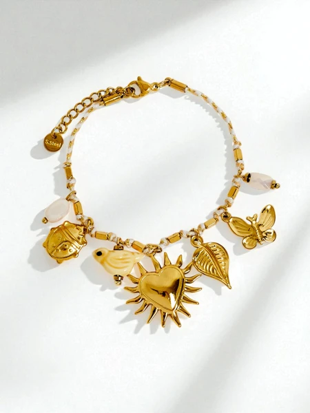 Bracelet Solis Serenitas – acier inoxydable et breloques style Antica