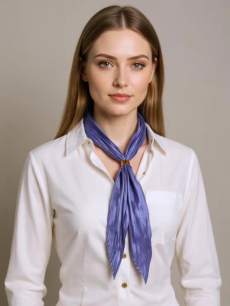 Aurelia Granatowy Szalik Damski Plisowany 100% Poliester Fashion