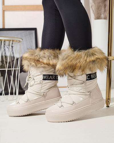 Bottes de neige beige pour femmes avec fourrure Lilitsa- Footwear