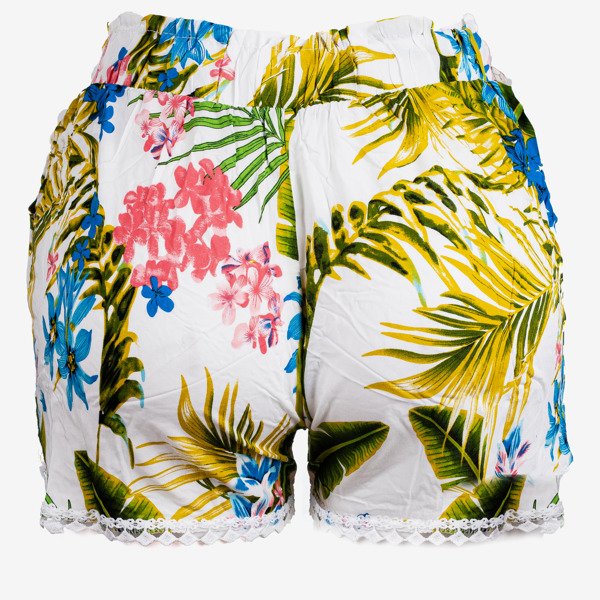 Short court blanc à fleurs pour femmes - Pantalon 1