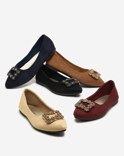 Ballerines noires en daim écologique pour femmes avec décoration Linselisa - Footwear