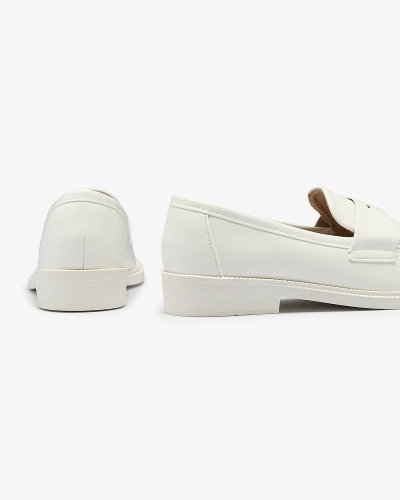 Mocassins blancs pour femme en cuir écologique Zibom- Footwear