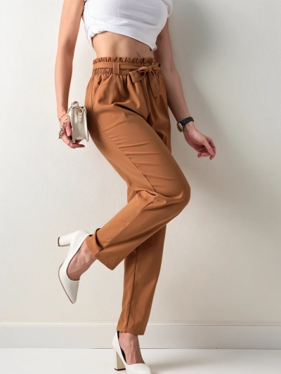 Royalfashion Pantalons en tissu simples pour femmes avec une ceinture