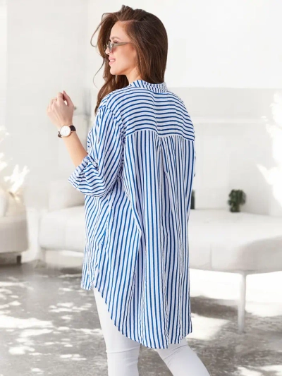 Chemise longue en viscose rayée Royalfashion pour femmes