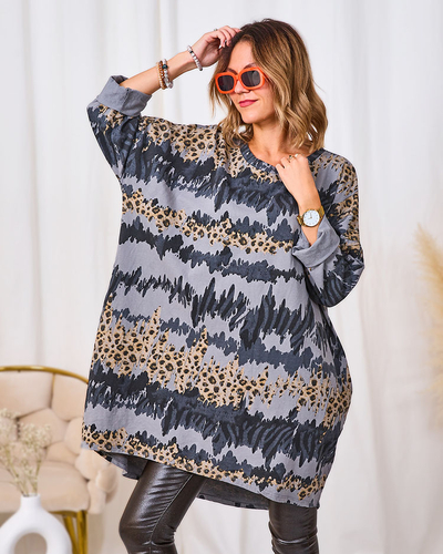 Royalfashion Robe à motifs pour femme en gris