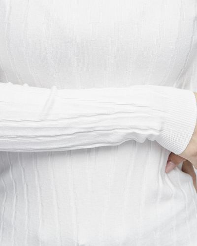 Pull col V blanc femme - Vêtements