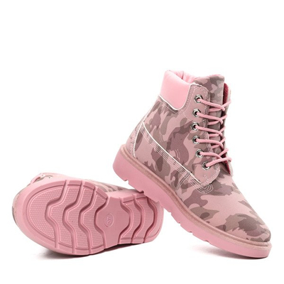 Różowe, ocieplane trapery w moro Josepha- Obuwie