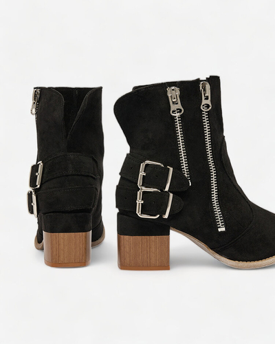 Royalfashion Bottes à talons décorées en noir Zerta