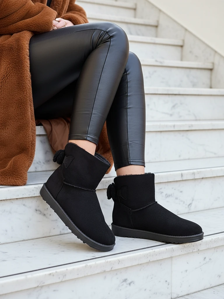 Bottines pour Femmes Aurelia Noires à Talons Plats