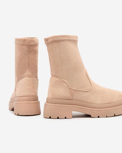 Royalfashion Bottes en suédine écologique pour femmes en beige Classy Girl