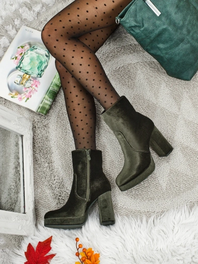 Bottines pour femmes à talons épais imitation velours Miss