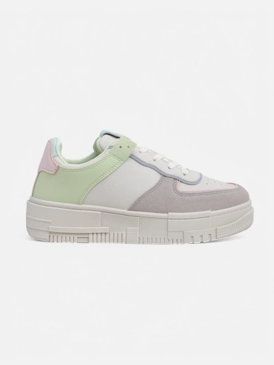 Sneakers pour femmes Lycaste beiges en cuir écologique à semelle plate
