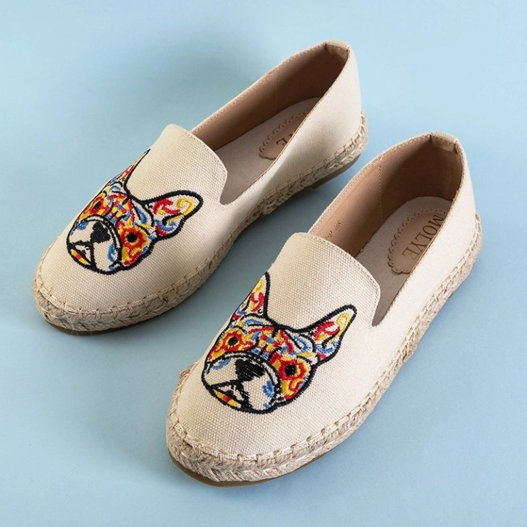 OUTLET Espadrilles femme beige avec broderie Moroni - Chaussures