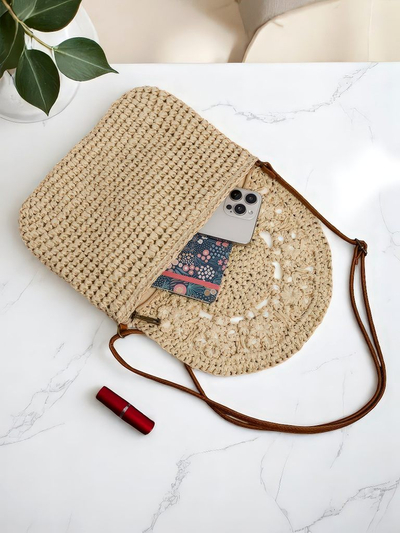 Royalfashion Petit sac à main en paille pour femme Sunny Stripes Mini